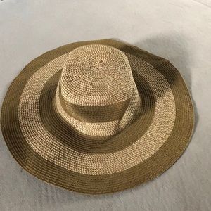 D&Y Hat Women's Brown Striped Floppy Sun Hat